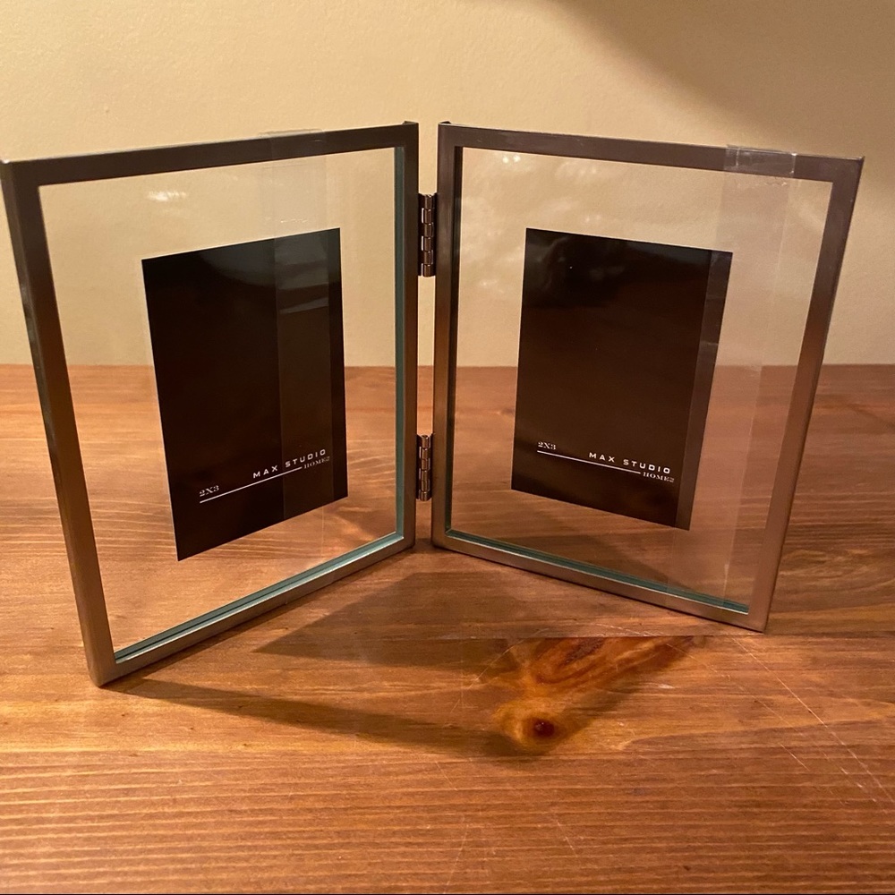 Max Studio Home Double Photo Frame Matte Silver